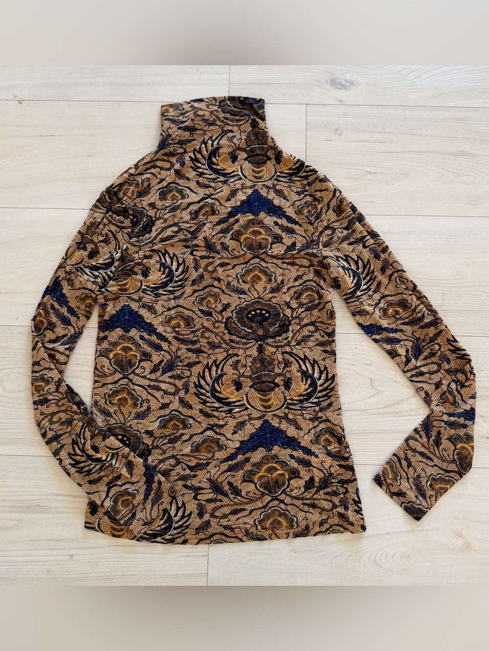 Ulla Johnson Brown and Navy Turtleneck Long Sleeve Top